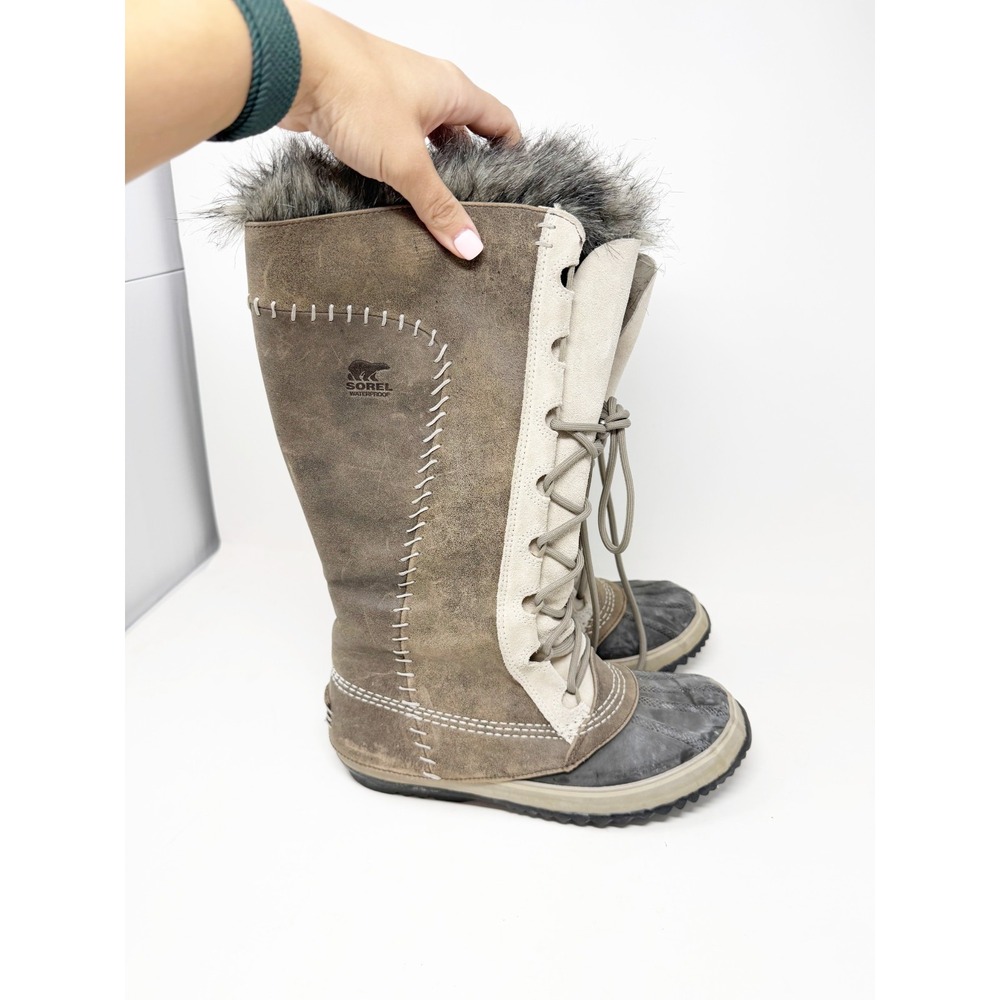 Sorel Cate The Great Tall Waterproof Winter Boots Leather NL1642-221 Size 8 - Picture 8 of 8